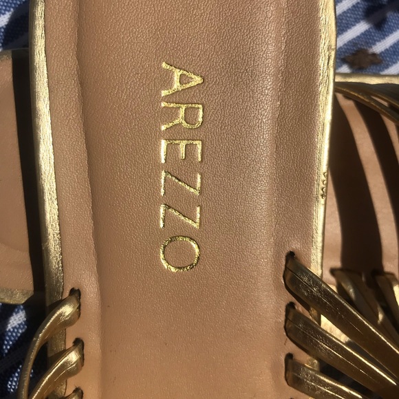 Arezzo Gold Italian Leather Sandals - Picture 2 of 3